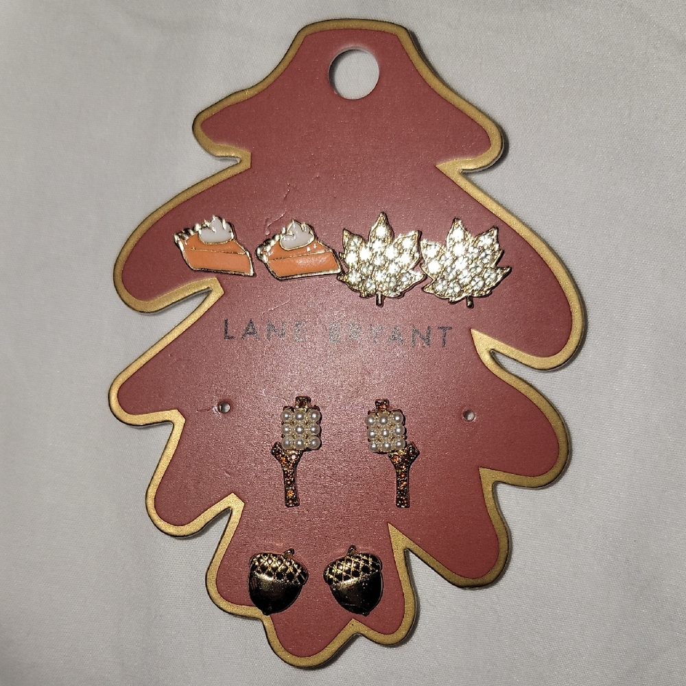 Lane Bryant Gold and Orange Autumn Earring Set